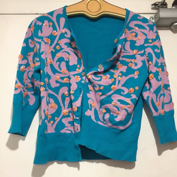 MICHAEL SIMON EMBELLISHED CARDIGAN SWEATERS SIZE L - Picture 6 of 8